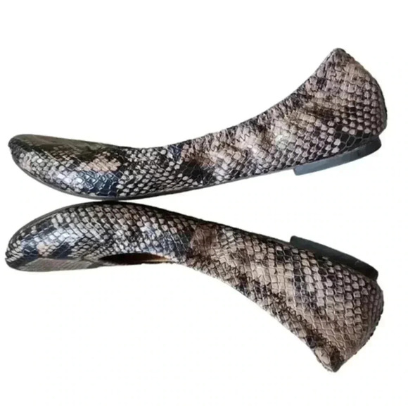 LUCKY Brand Emmie Ballerina Flat Snake Print Slip On  Shoes Black Cream Women 7 - Picture 7 of 11